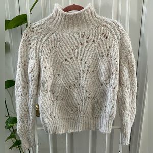 Anthropologie Heartloom Sylvie Mockneck Fuzzy Sweater in Confetti Rainbow XS